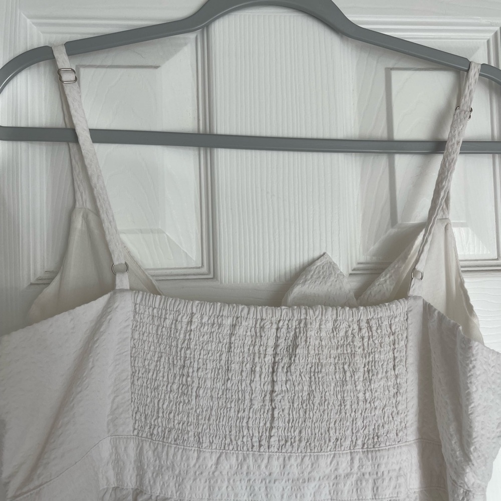 LIKE NEW J.Crew White Seersucker Honeymoon/Bridal tie-front cutout midi dress - Picture 8 of 8